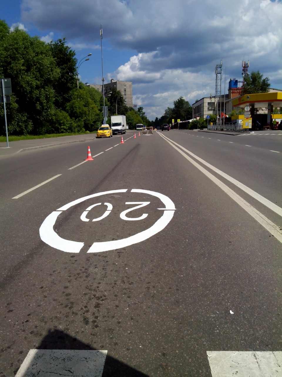 Нанесение дорожной разметки на Фрязевской улице